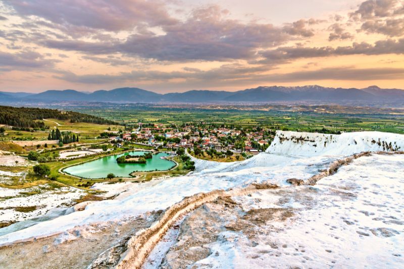 Pools of Cleopatra at Hierapolis with submerged Roman columns