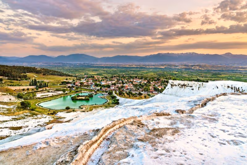 Pools of Cleopatra at Hierapolis with submerged Roman columns
